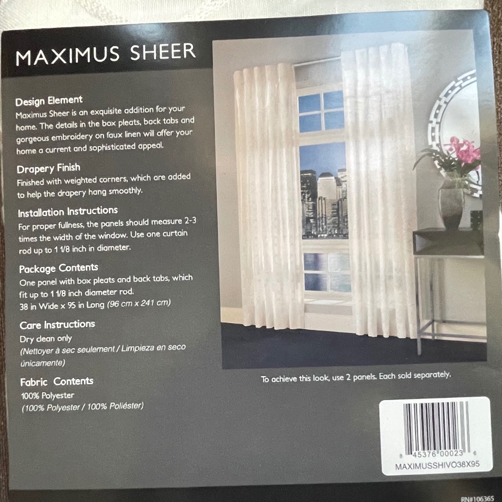 Maximus Sheer Embroidered Curtain Panels - one pair